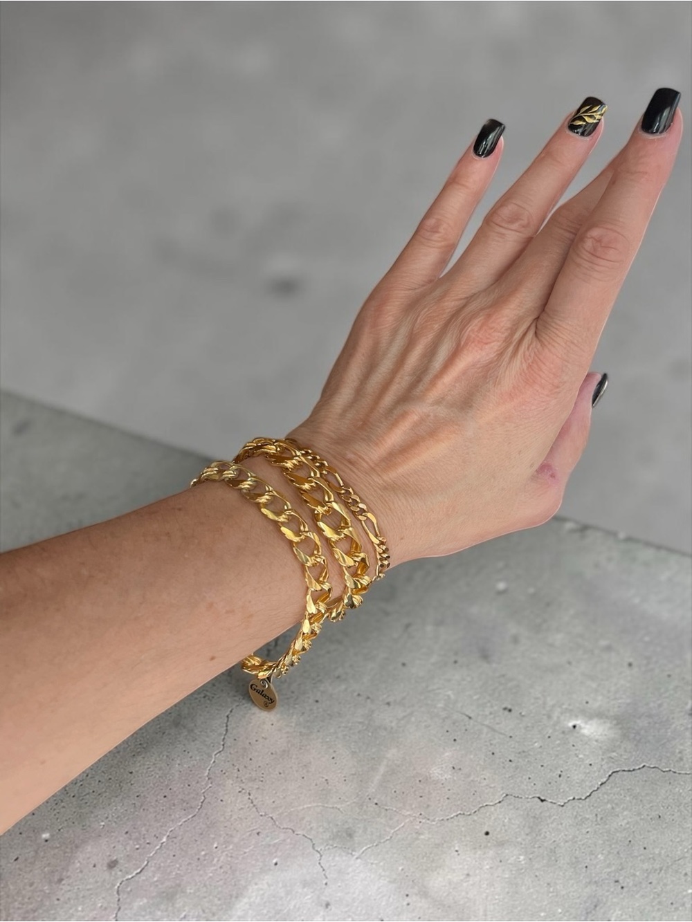 Galaxy Gold Tone Chain Bracelet Set NWT 3 Piece Stack